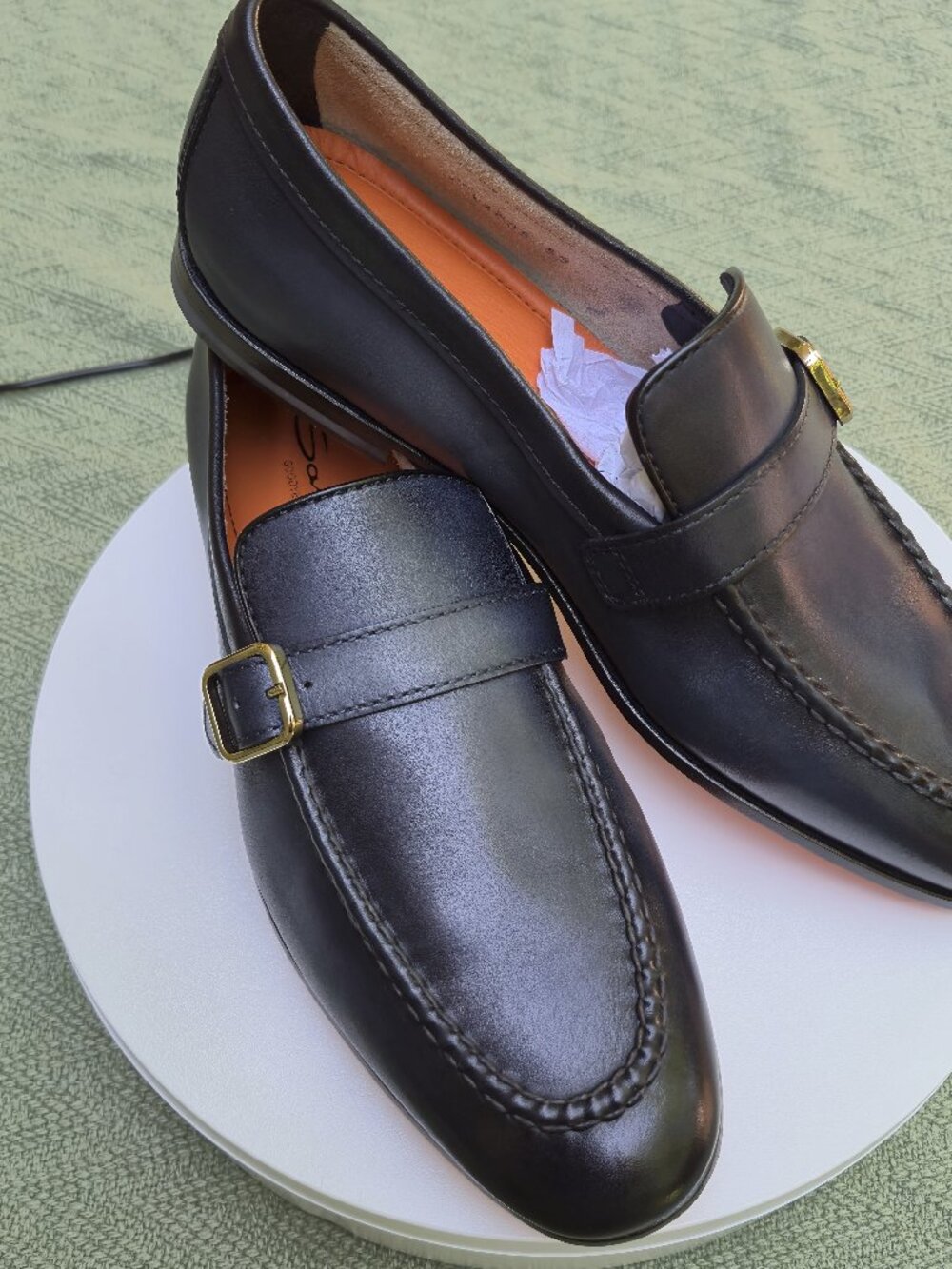 Santoni Goodyear Donor Single Buckle Shoes Calf Leather Blue US 9.5 NIB $1100